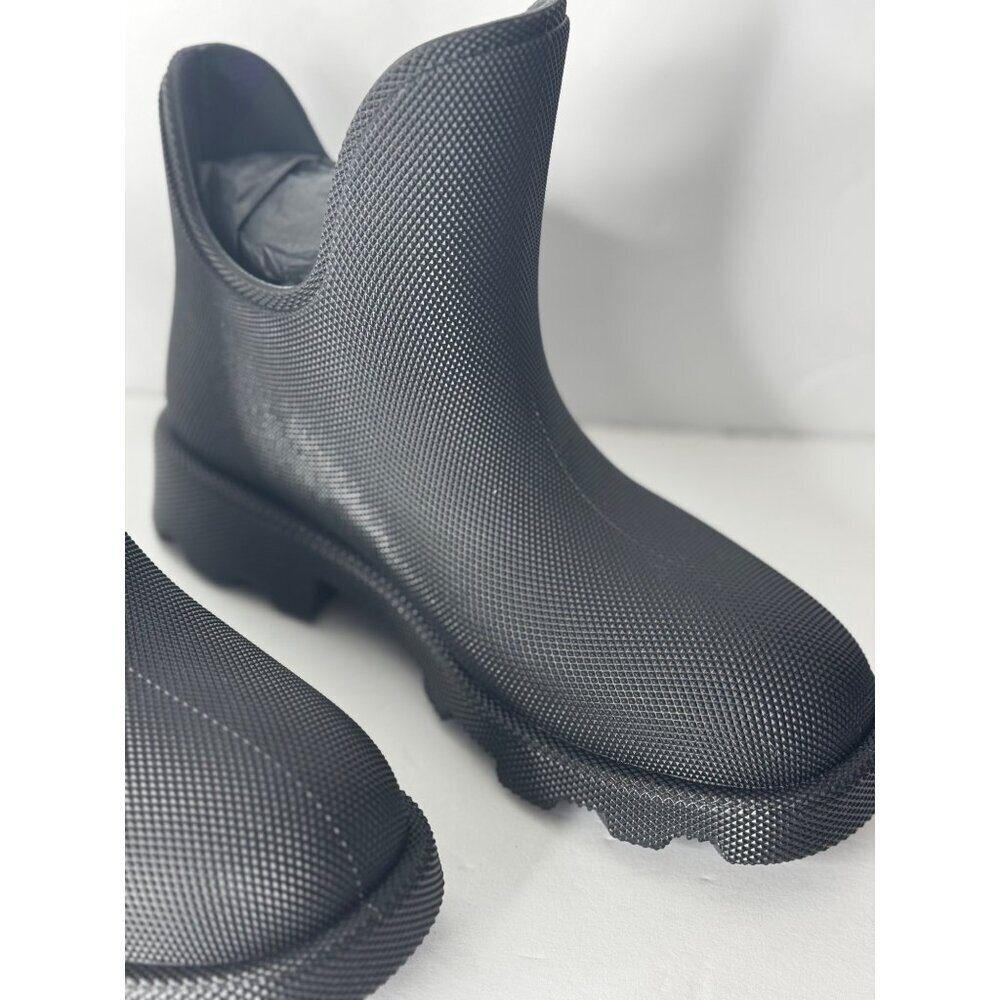 BURBERRY Marsh Low Black Rubber Boots Rain Snow Textured EU 40 US 10 UK 7 $820 - Picture 6 of 10